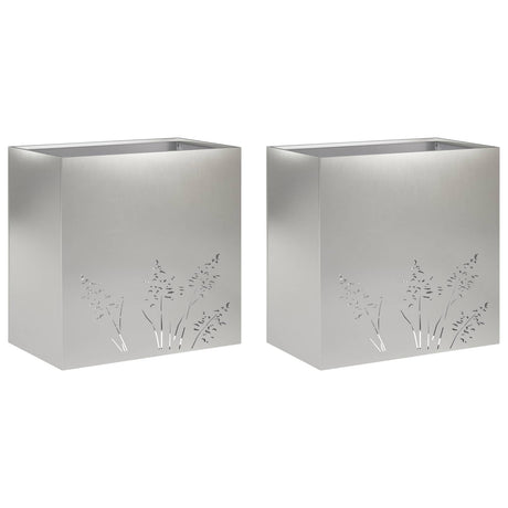 Vidaxl plantenbak 2 st zilver 50 x 30 x 49 cm roestvrij staal