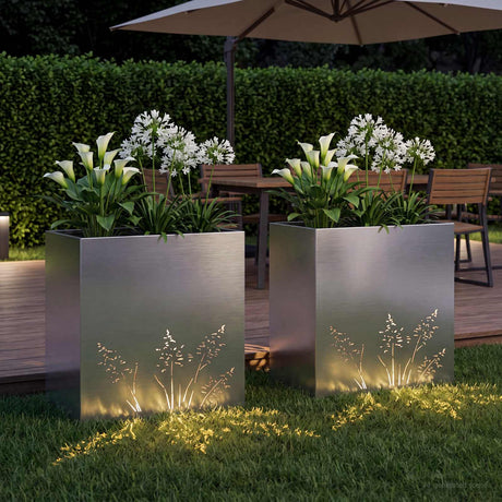Vidaxl plantenbak 2 st zilver 50 x 30 x 49 cm gegalvaniseerd staal