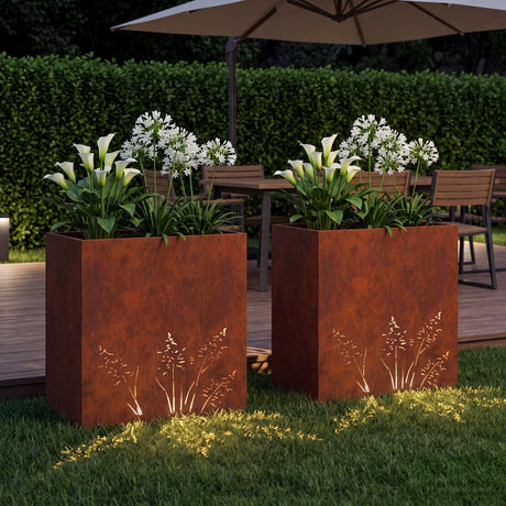 Vidaxl plantenbak 2 st roestkleurig 50 x 30 x 49 cm weervast staal
