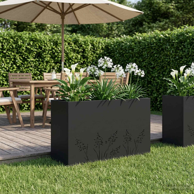 Vidaxl plantenbak zwart 80 x 20 x 49 cm koudgewalst staal