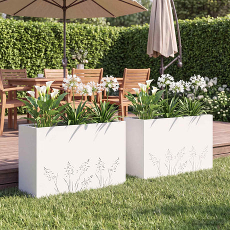 Vidaxl plantenbak 2 st wit 80 x 20 x 49 cm koudgewalst staal