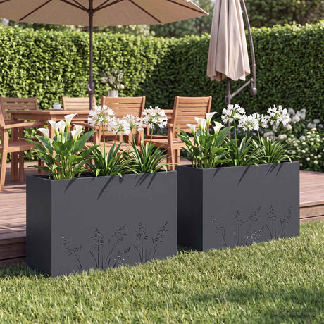 Vidaxl plantenbak 2 st antraciet 80 x 20 x 49 cm koudgewalst staal