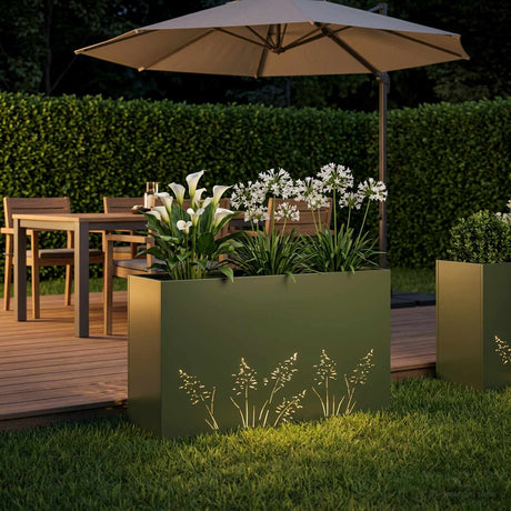 Vidaxl plantenbak olijfgroen 80 x 20 x 49 cm koudgewalst staal