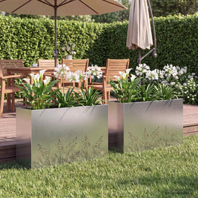Vidaxl plantenbak 2 st zilver 80 x 20 x 49 cm roestvrij staal
