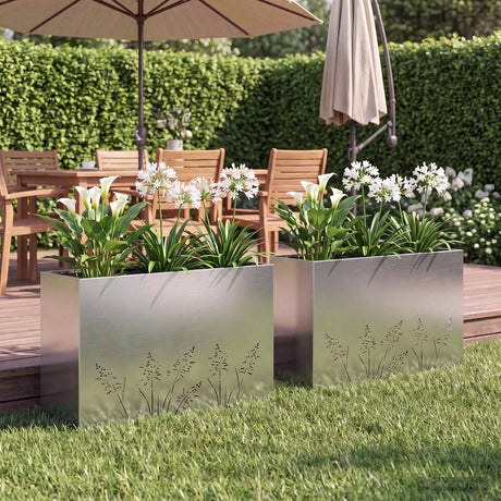 Vidaxl plantenbak 2 st zilver 80 x 20 x 49 cm roestvrij staal