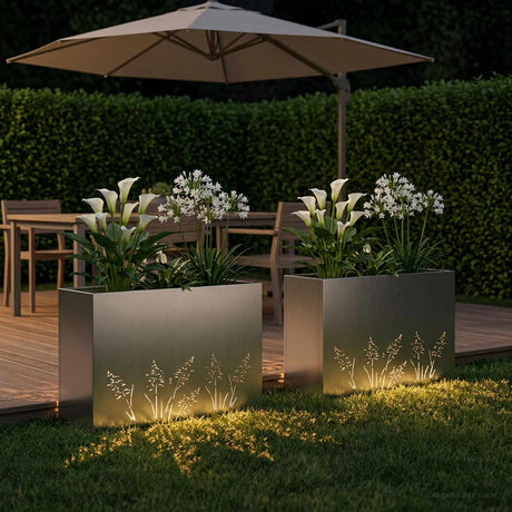 Vidaxl plantenbak 2 st zilver 80 x 20 x 49 cm roestvrij staal