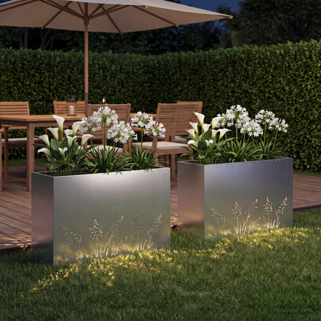 Vidaxl plantenbak 2 st zilver 80 x 20 x 49 cm gegalvaniseerd staal