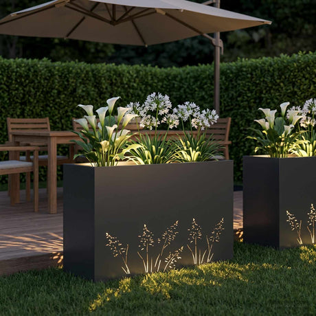 Vidaxl plantenbak zwart 80 x 30 x 49 cm koudgewalst staal