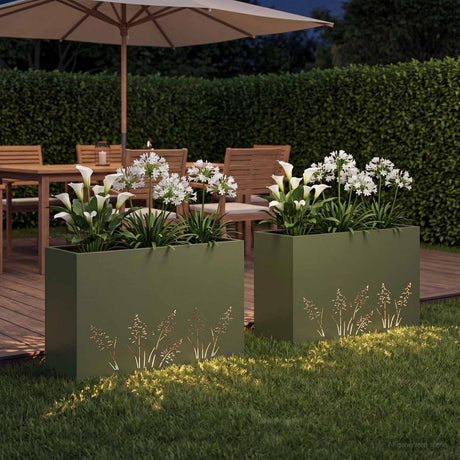 Vidaxl plantenbak 2 st olijfgroen 80 x 30 x 49 cm koudgewalst staal