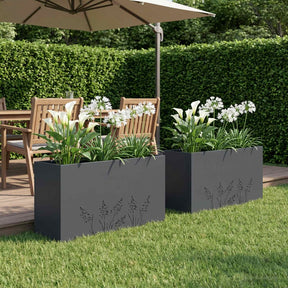 Vidaxl plantenbak 2 st antraciet 100 x 20 x 49 cm koudgewalst staal