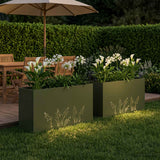 Vidaxl plantenbak 2 st olijfgroen 100 x 20 x 49 cm koudgewalst staal