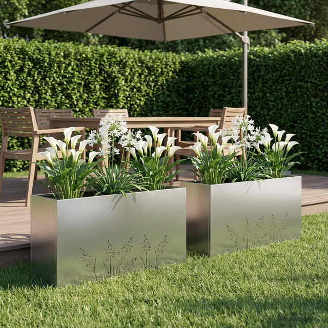 Vidaxl plantenbak 2 st zilver 100 x 20 x 49 cm gegalvaniseerd staal