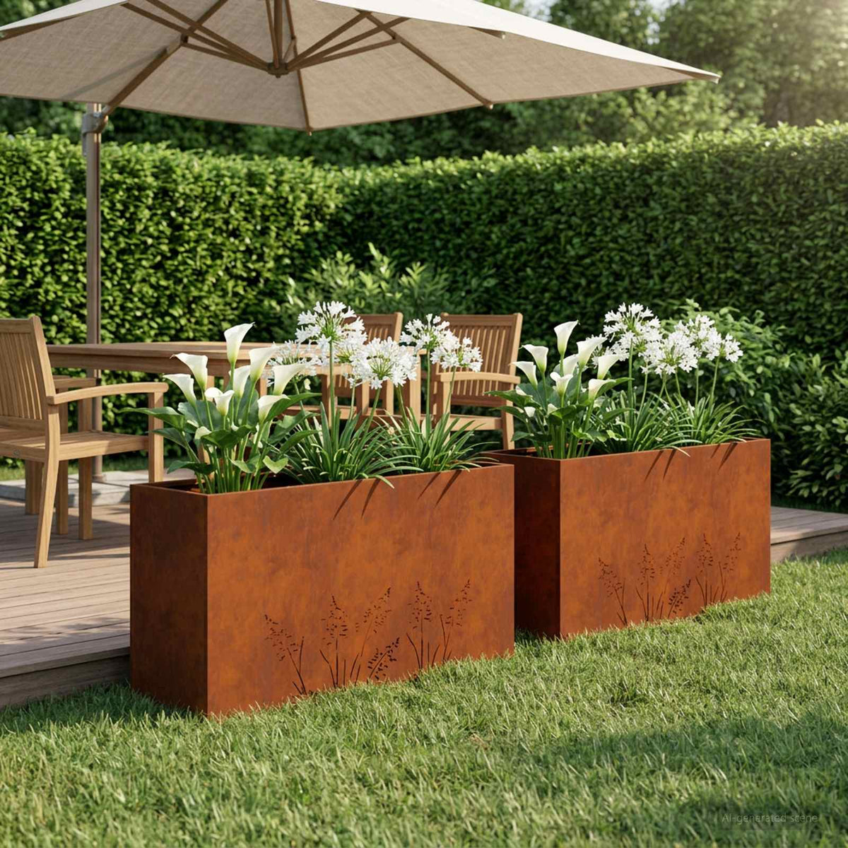 Vidaxl plantenbak 2 st roestkleurig 100 x 20 x 49 cm weervast staal