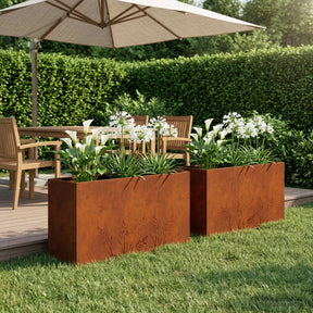 Vidaxl plantenbak 2 st roestkleurig 100 x 20 x 49 cm weervast staal