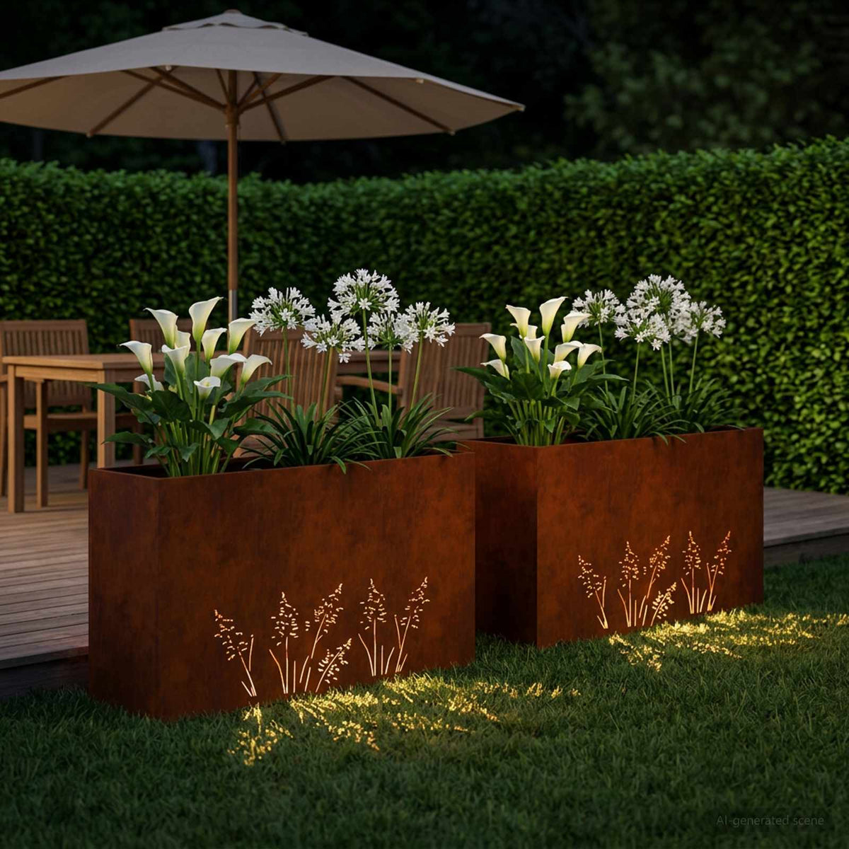 Vidaxl plantenbak 2 st roestkleurig 100 x 20 x 49 cm weervast staal