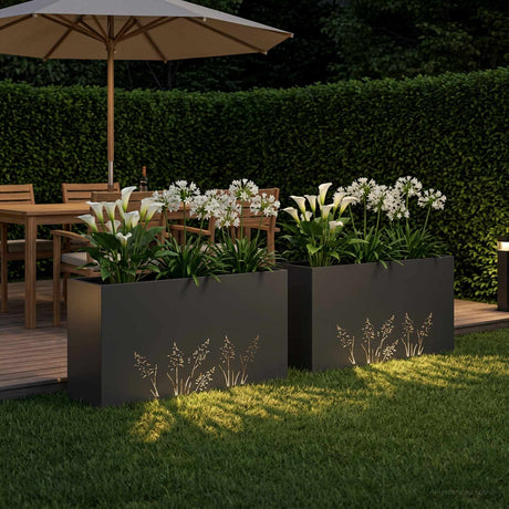 Vidaxl plantenbak 2 st zwart 100 x 30 x 49 cm koudgewalst staal