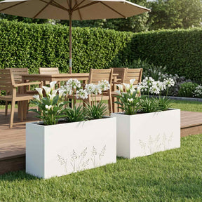 Vidaxl plantenbak 2 st wit 100 x 30 x 49 cm koudgewalst staal