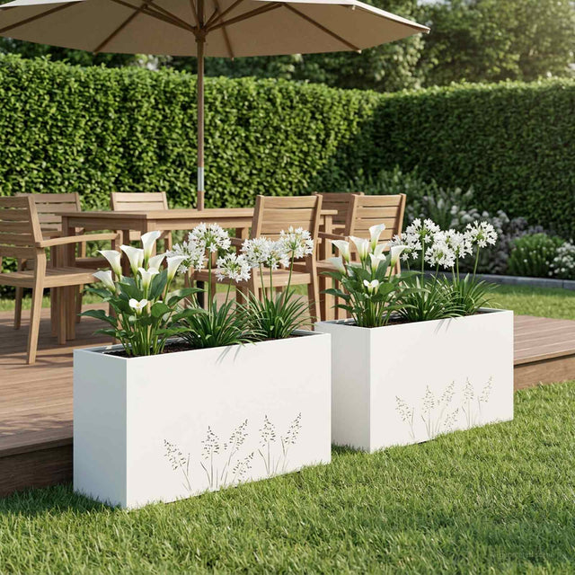 Vidaxl plantenbak 2 st wit 100 x 30 x 49 cm koudgewalst staal