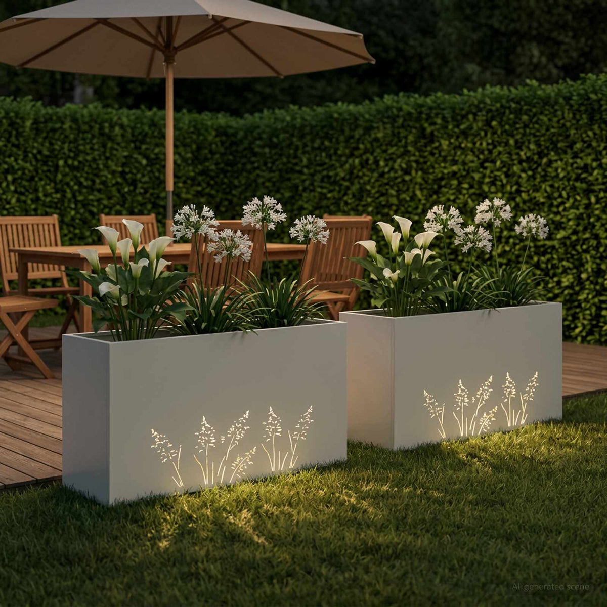 Vidaxl plantenbak 2 st wit 100 x 30 x 49 cm koudgewalst staal
