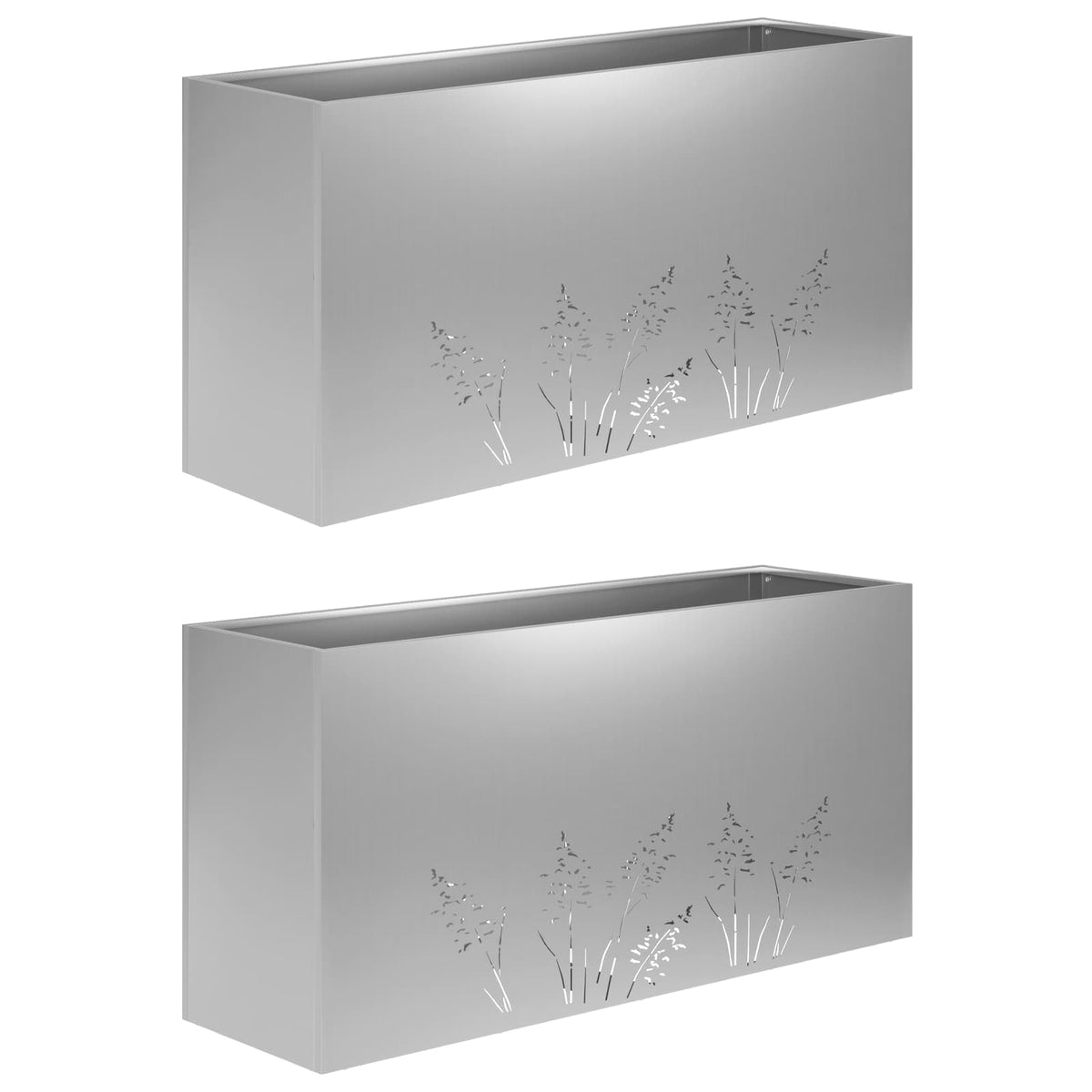Vidaxl plantenbak 2 st zilver 100 x 30 x 49 cm gegalvaniseerd staal