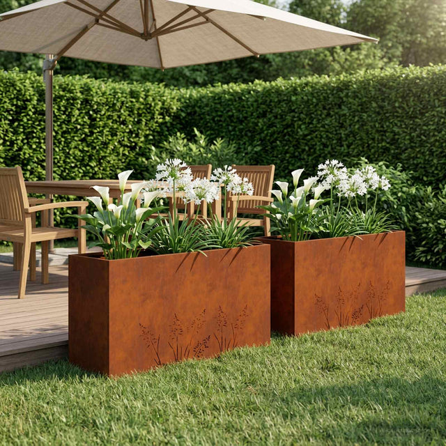 Vidaxl plantenbak 2 st roestkleurig 100 x 30 x 49 cm weervast staal