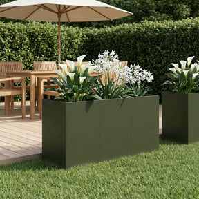 Vidaxl plantenbak olijfgroen 120 x 40 x 60 cm koudgewalst staal