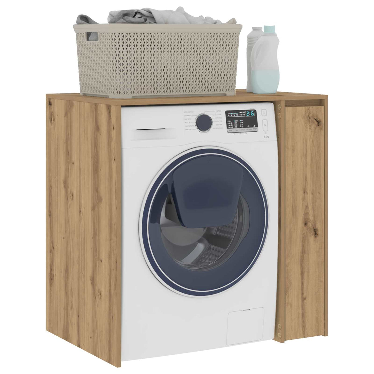 Vidaxl wasmachinekast artisanaal eiken 87 x 60 x 89 cm bewerkt hout