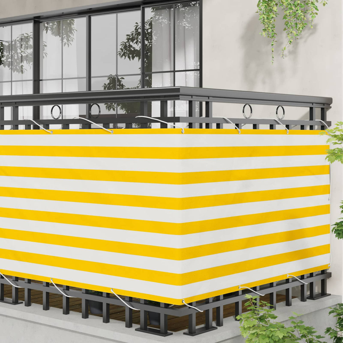 Vidaxl balkon scherm 100 x 500 cm oxford stof rechthoekig geel en wit