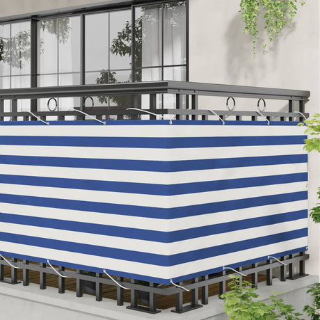 Vidaxl balkon scherm 100 x 600 cm oxford stof rechthoekig blauw en wit