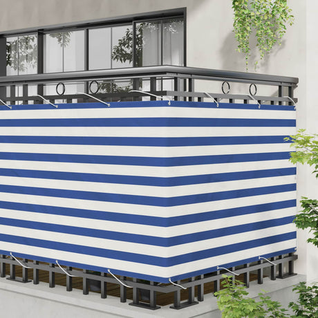 Vidaxl balkon scherm 110 x 300 cm oxford stof rechthoekig blauw en wit