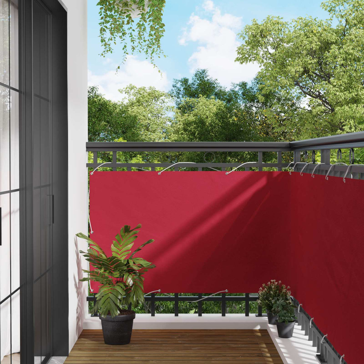 Vidaxl balkon scherm rechthoekig 100 x 700 cm oxford stof rood