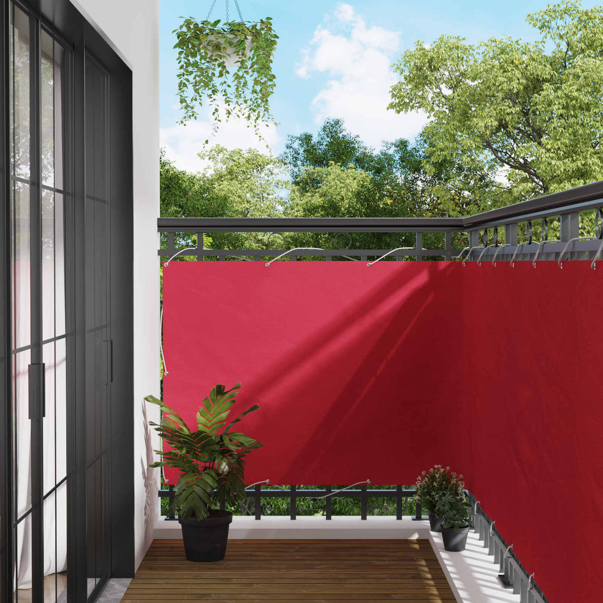 Vidaxl balkon scherm 120 x 700 cm oxford stof rechthoekig bordeauxrood