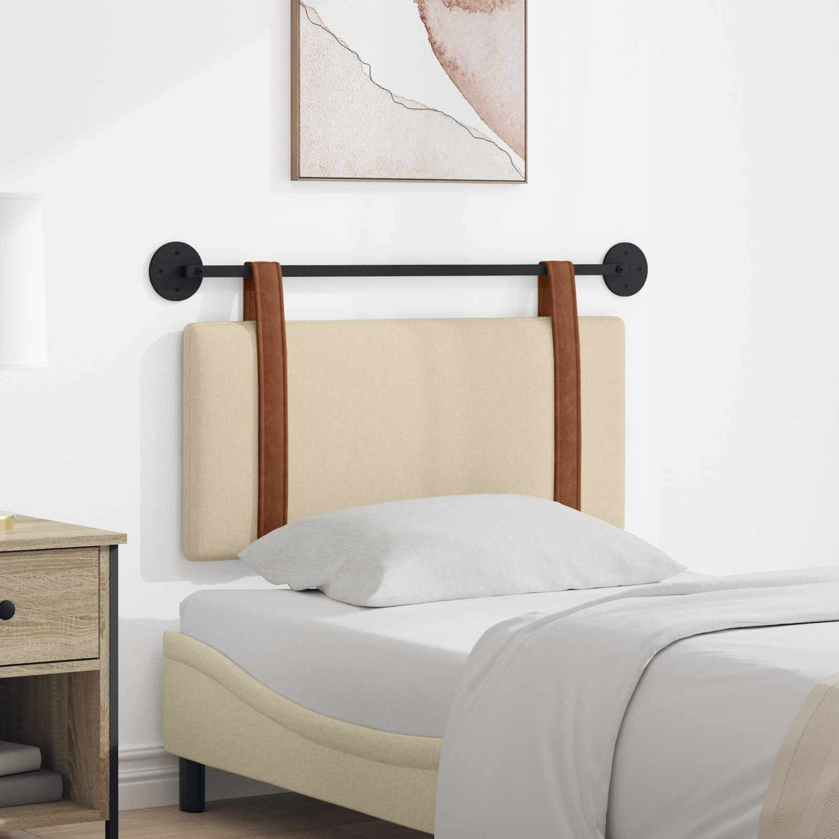 Vidaxl hangend hoofdbord crème antiek pu