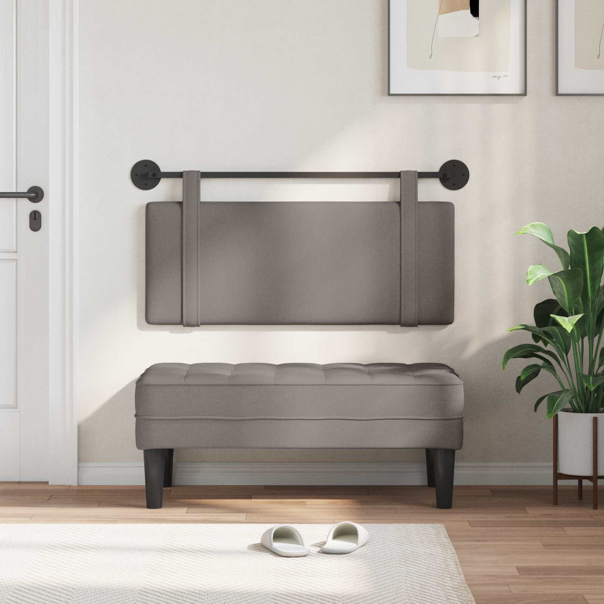 Vidaxl hangend hoofdbord taupe stof