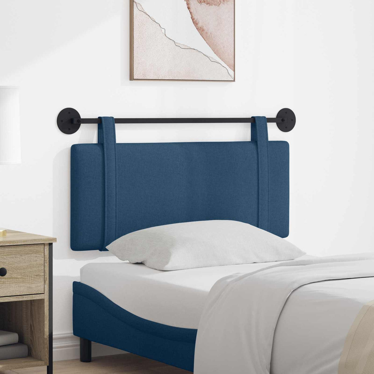Vidaxl hangend hoofdbord blauw stof