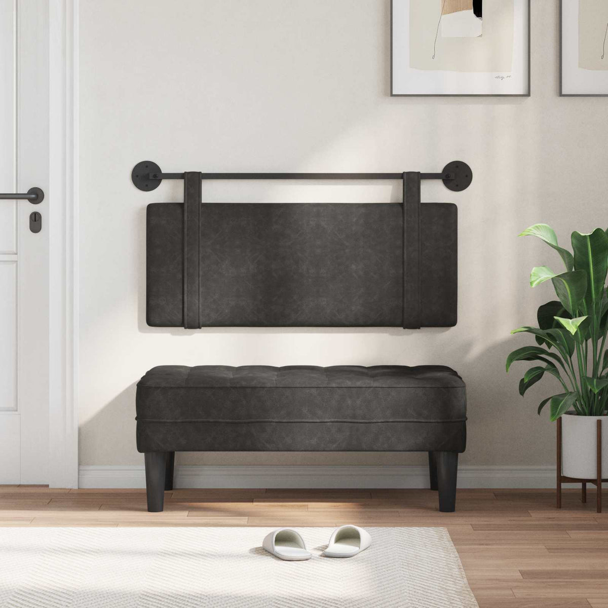 Vidaxl hangend hoofdbord zwart antiek pu