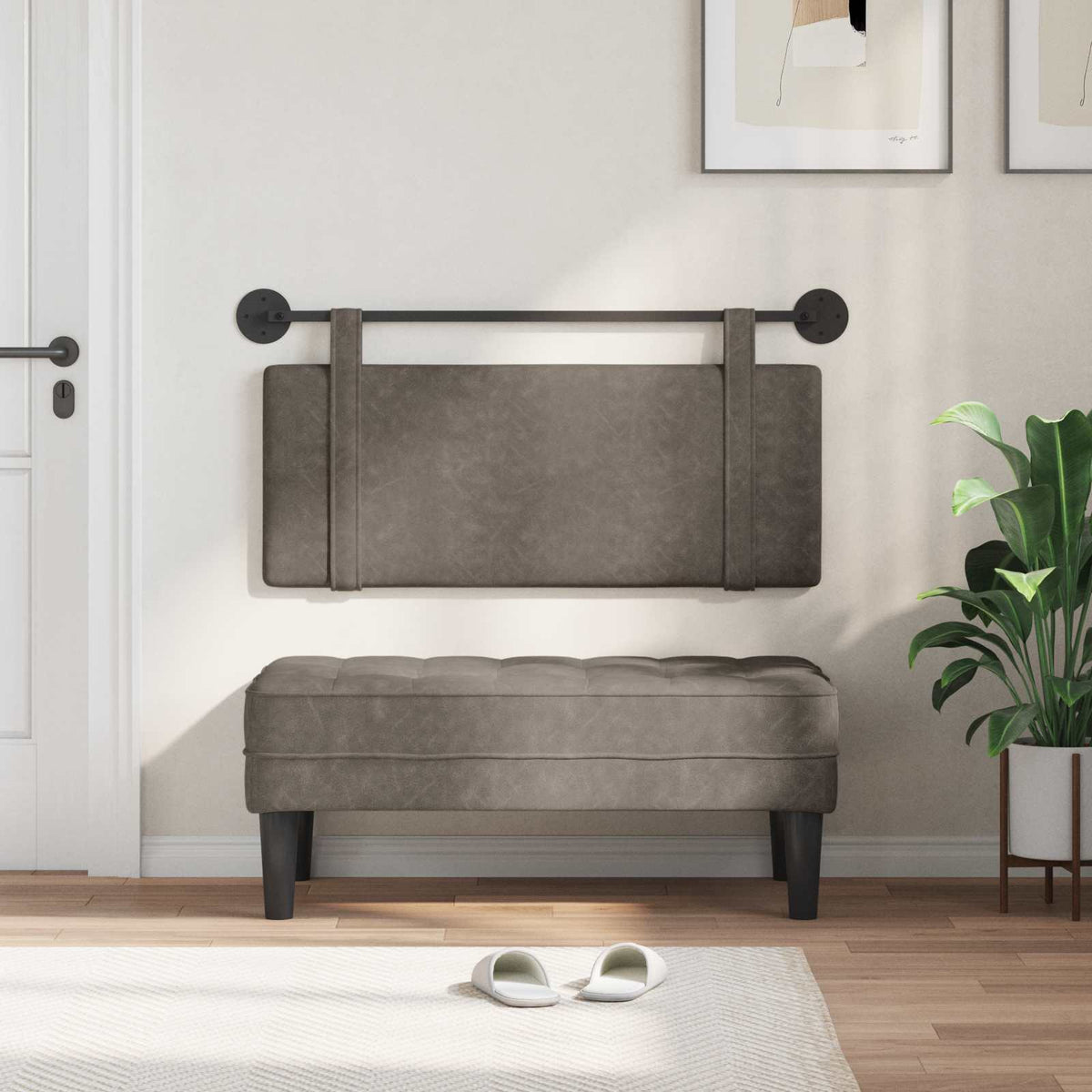 Vidaxl hangend hoofdbord grijs antiek pu