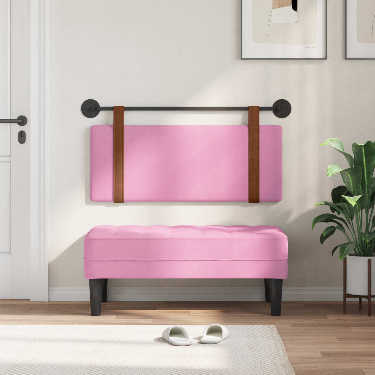 Vidaxl hangend hoofdbord roze antiek pu