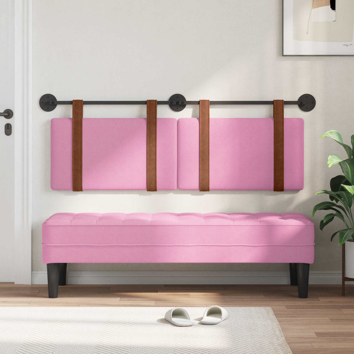 Vidaxl hangend hoofdbord roze antiek pu