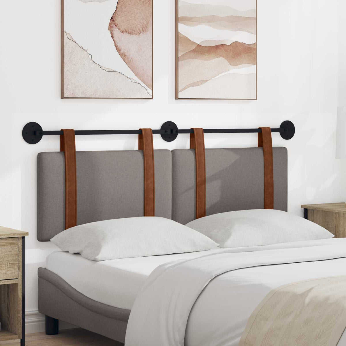 Vidaxl hangend hoofdbord taupe antiek pu