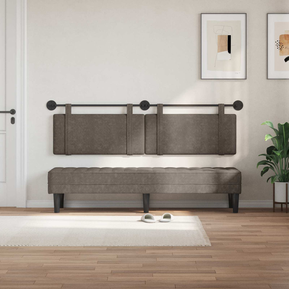 Vidaxl hangend hoofdbord grijs antiek pu