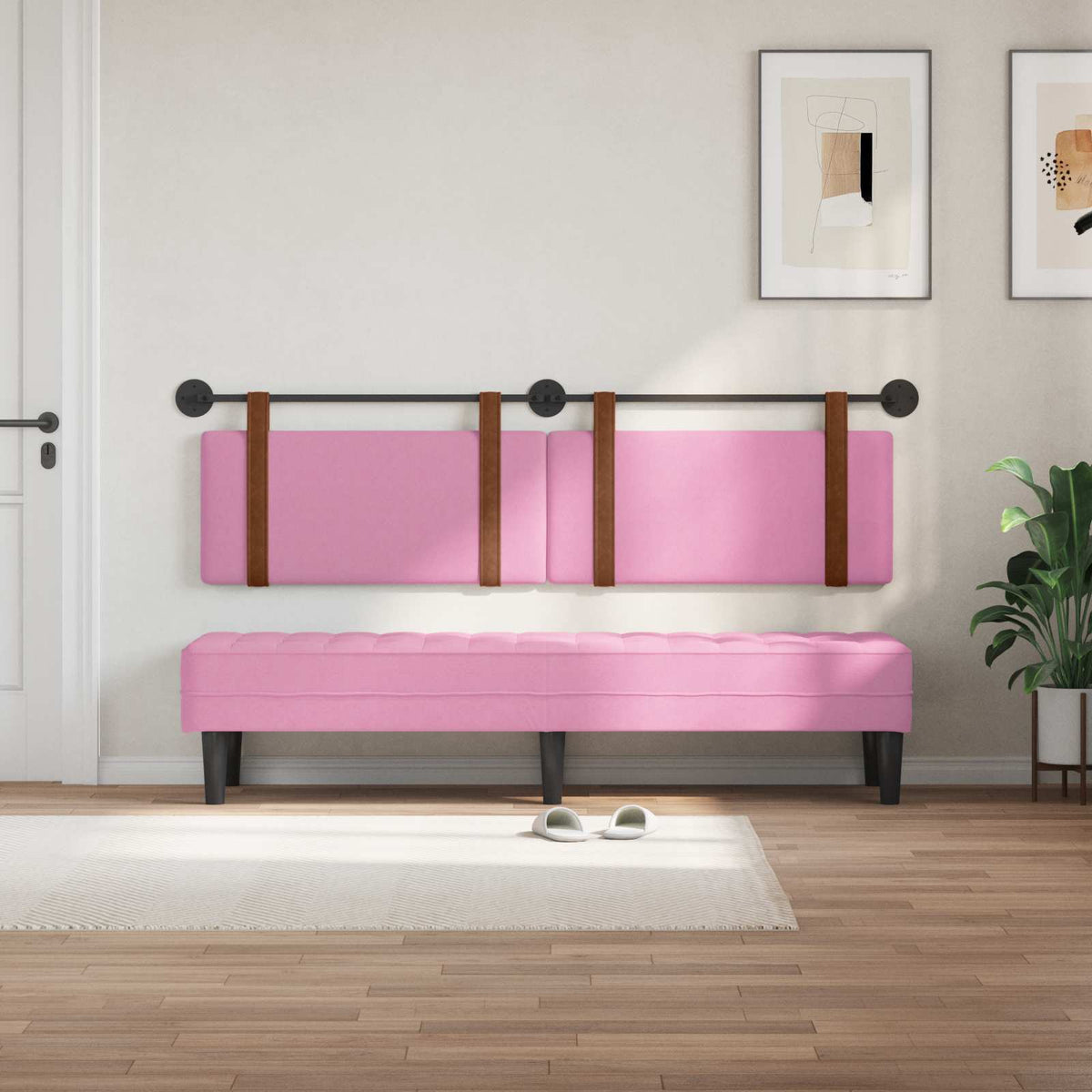 Vidaxl hangend hoofdeinde effen roze 190 x 55 x 5 cm antiek pu