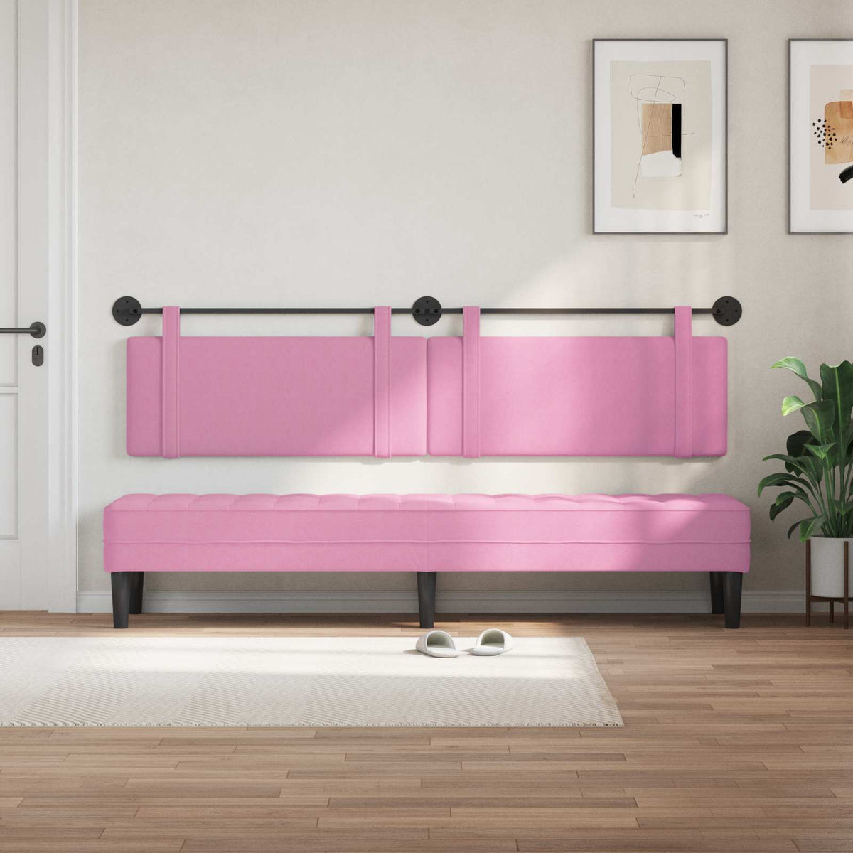 Vidaxl hangend hoofdbord roze stof