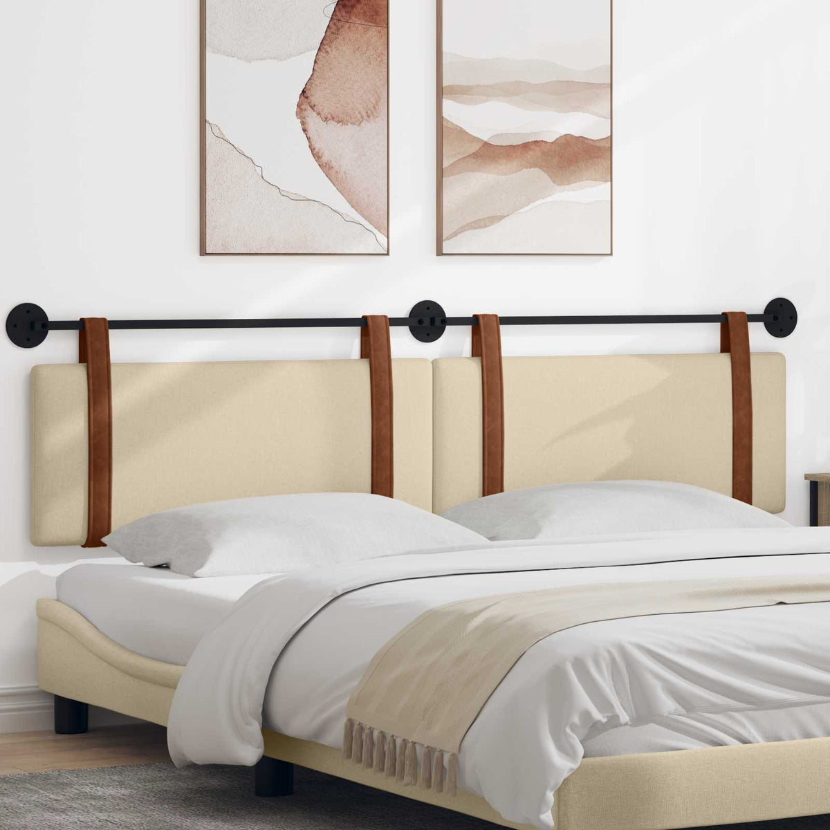 Vidaxl hangend hoofdbord crème antiek pu