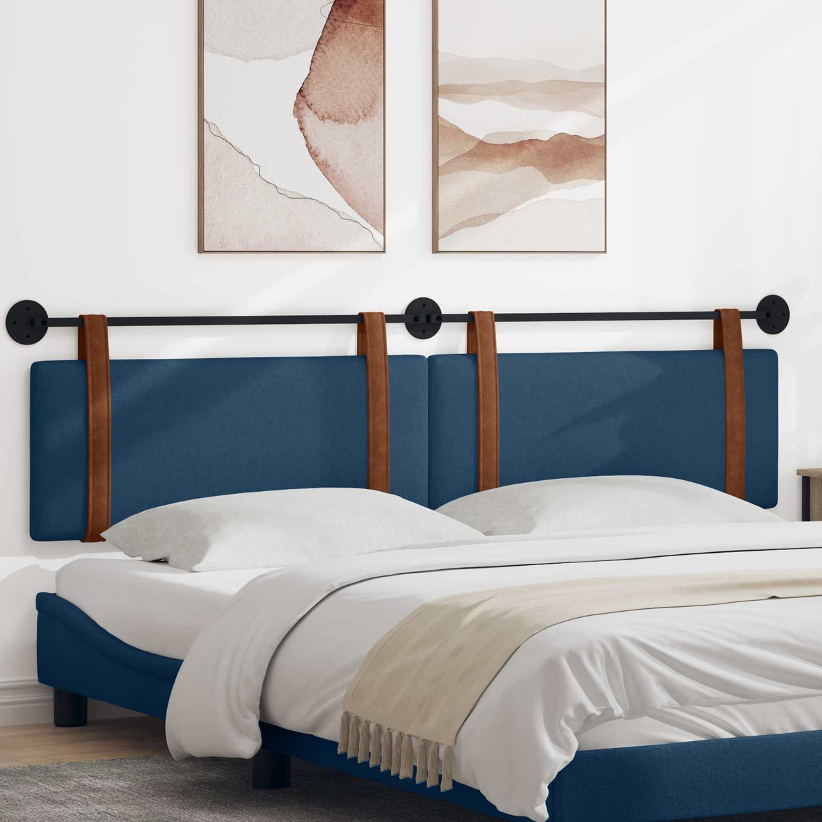 Vidaxl hangend hoofdbord blauw antiek pu