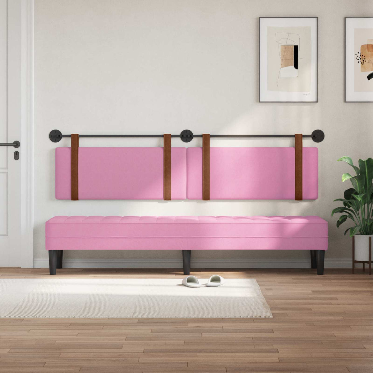 Vidaxl hangend hoofdbord roze antiek pu