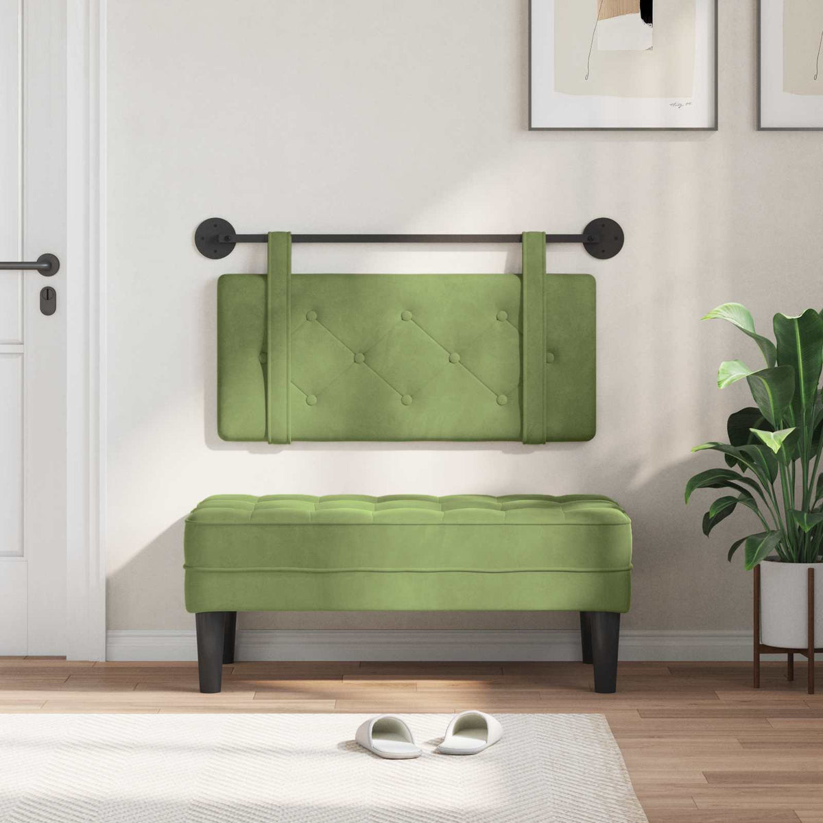 Vidaxl hangend hoofdbord lichtgroen fluweel