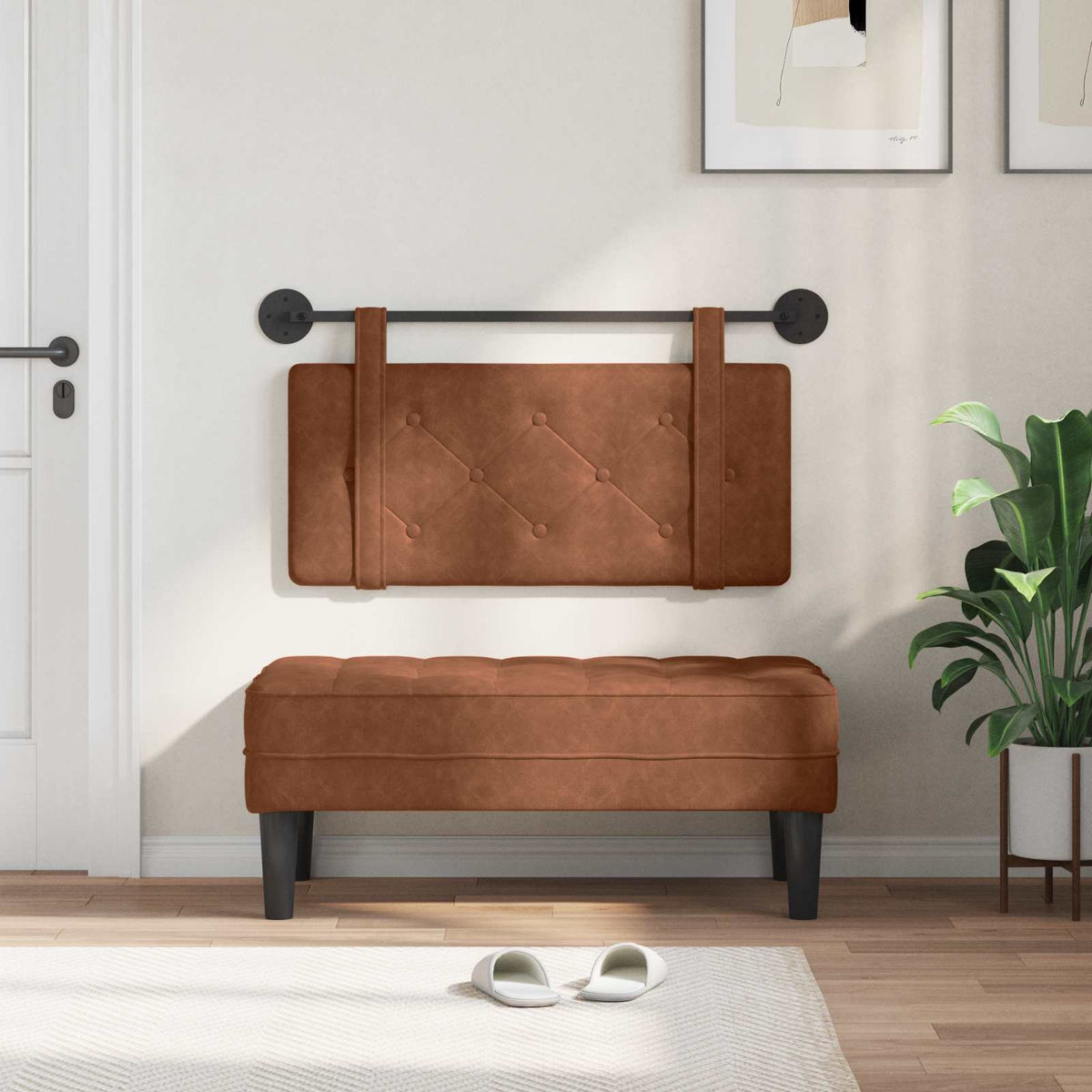 Vidaxl hangend hoofdbord bruin antiek pu