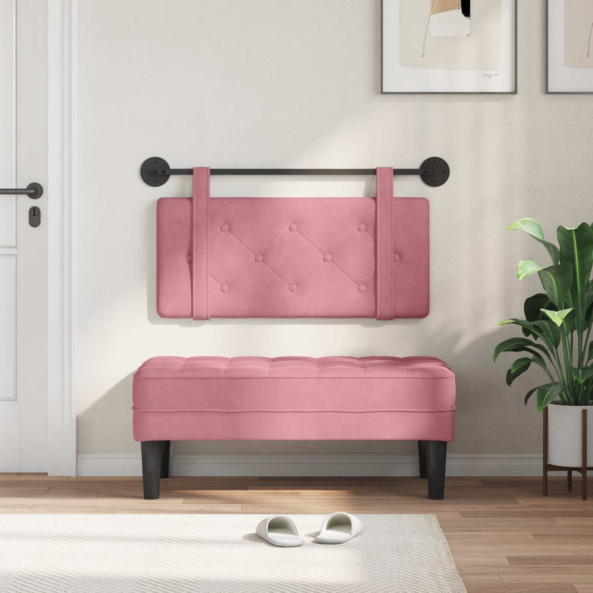 Vidaxl hangend hoofdbord roze fluweel