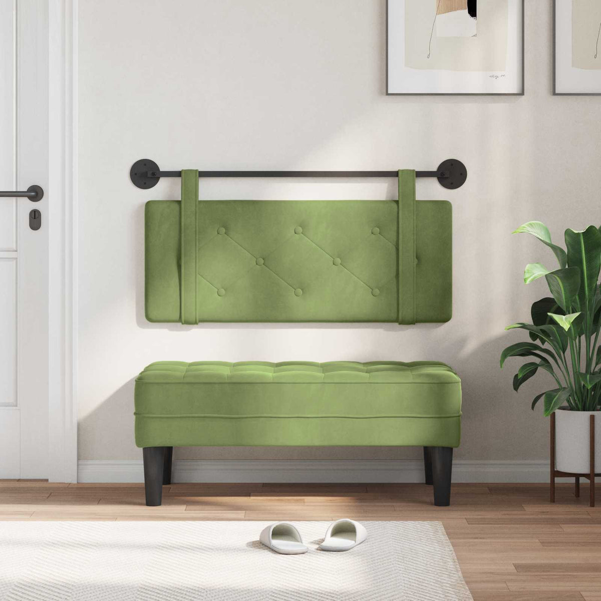 Vidaxl hangend hoofdbord lichtgroen fluweel